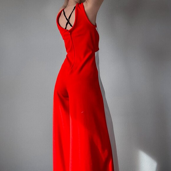 Rare Vintage 70's Bell Bottom Jumpsuit with Halter Style Top - Picture 5 of 8